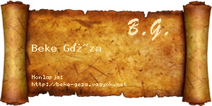 Beke Géza névjegykártya